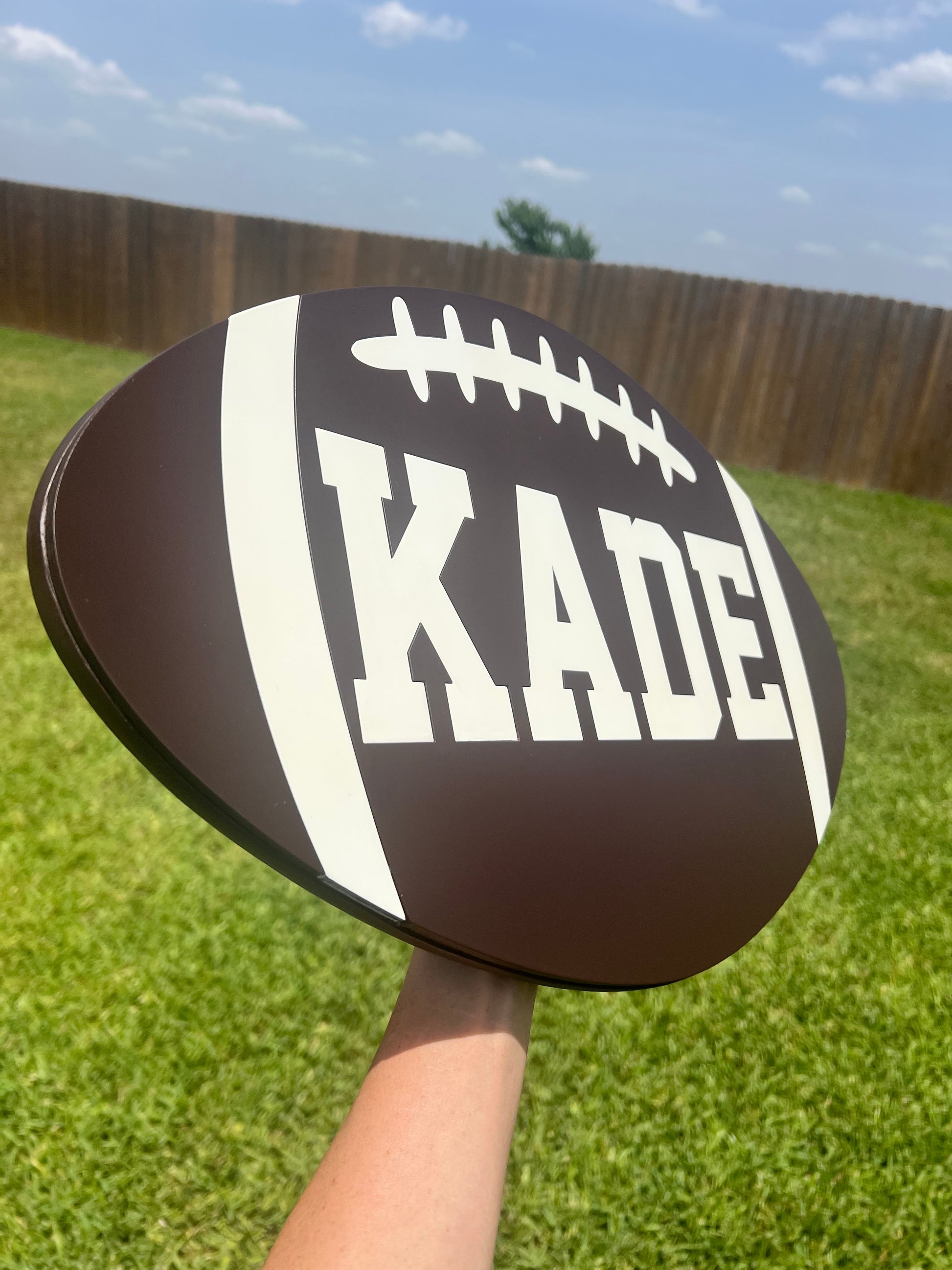 Wooden Football Name Sign