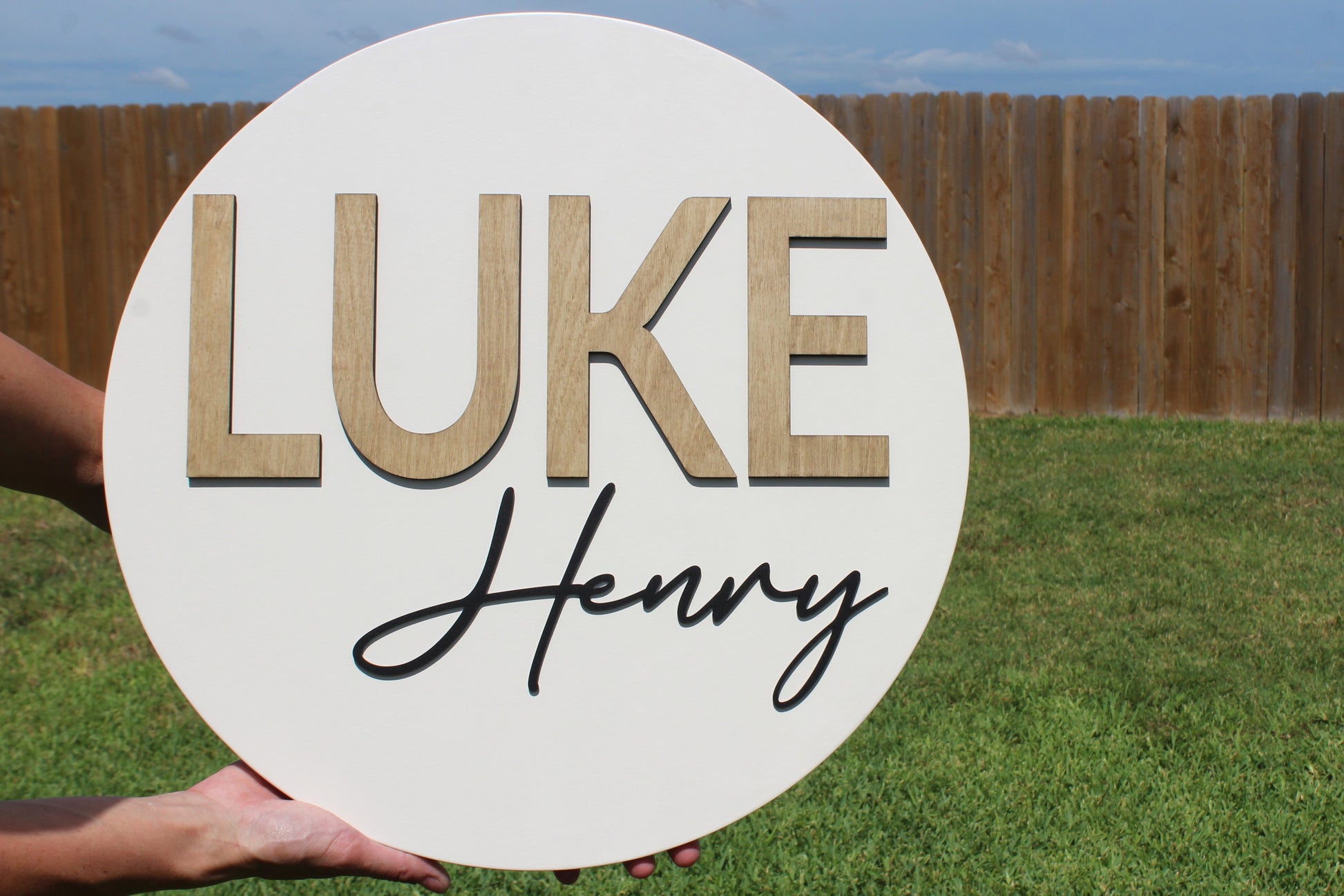 Round Wooden Name Sign