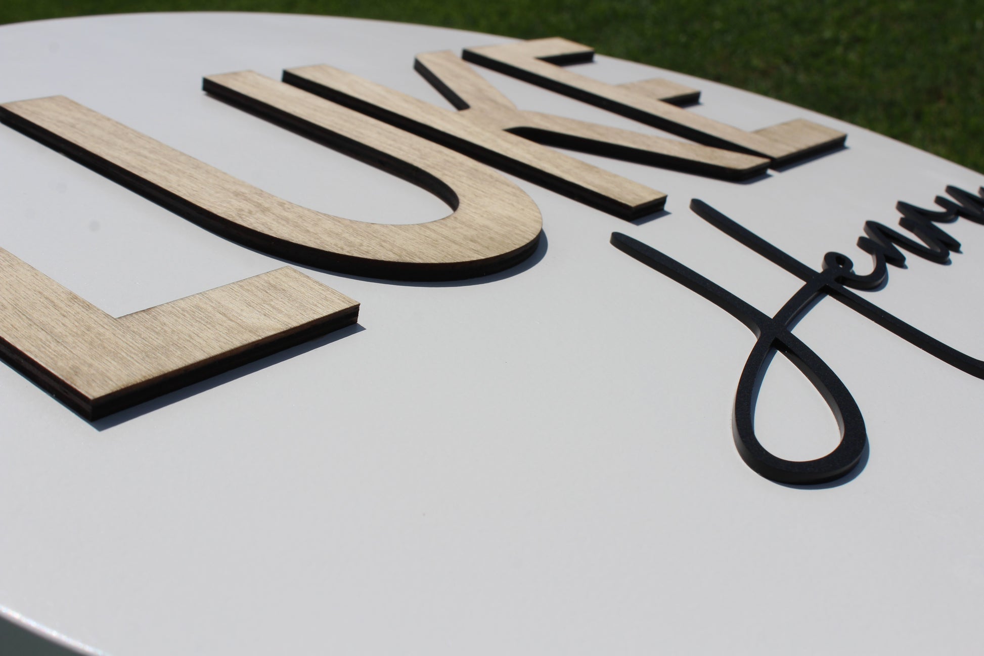 Round Wooden Name Sign