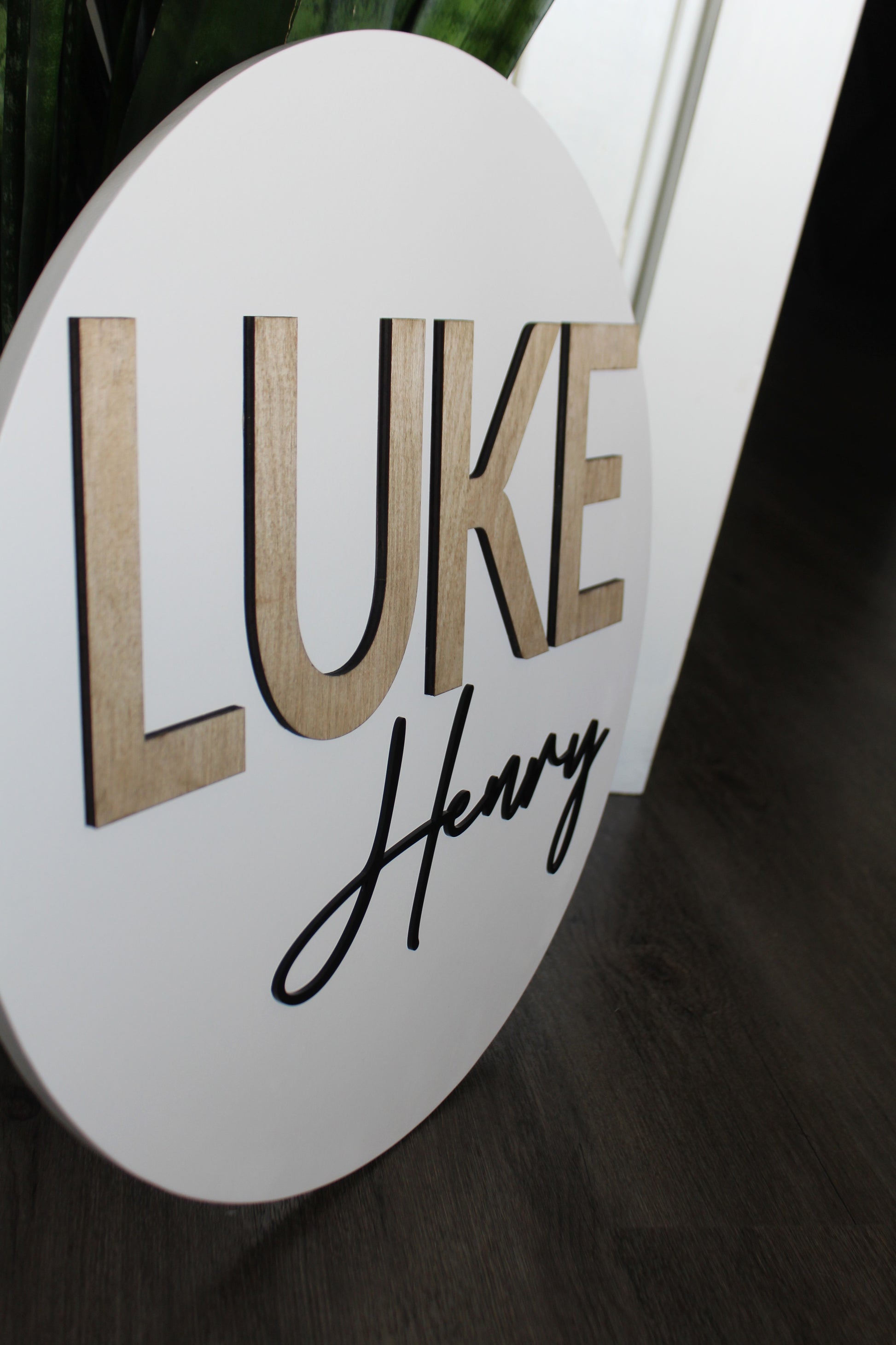 Round Wooden Name Sign