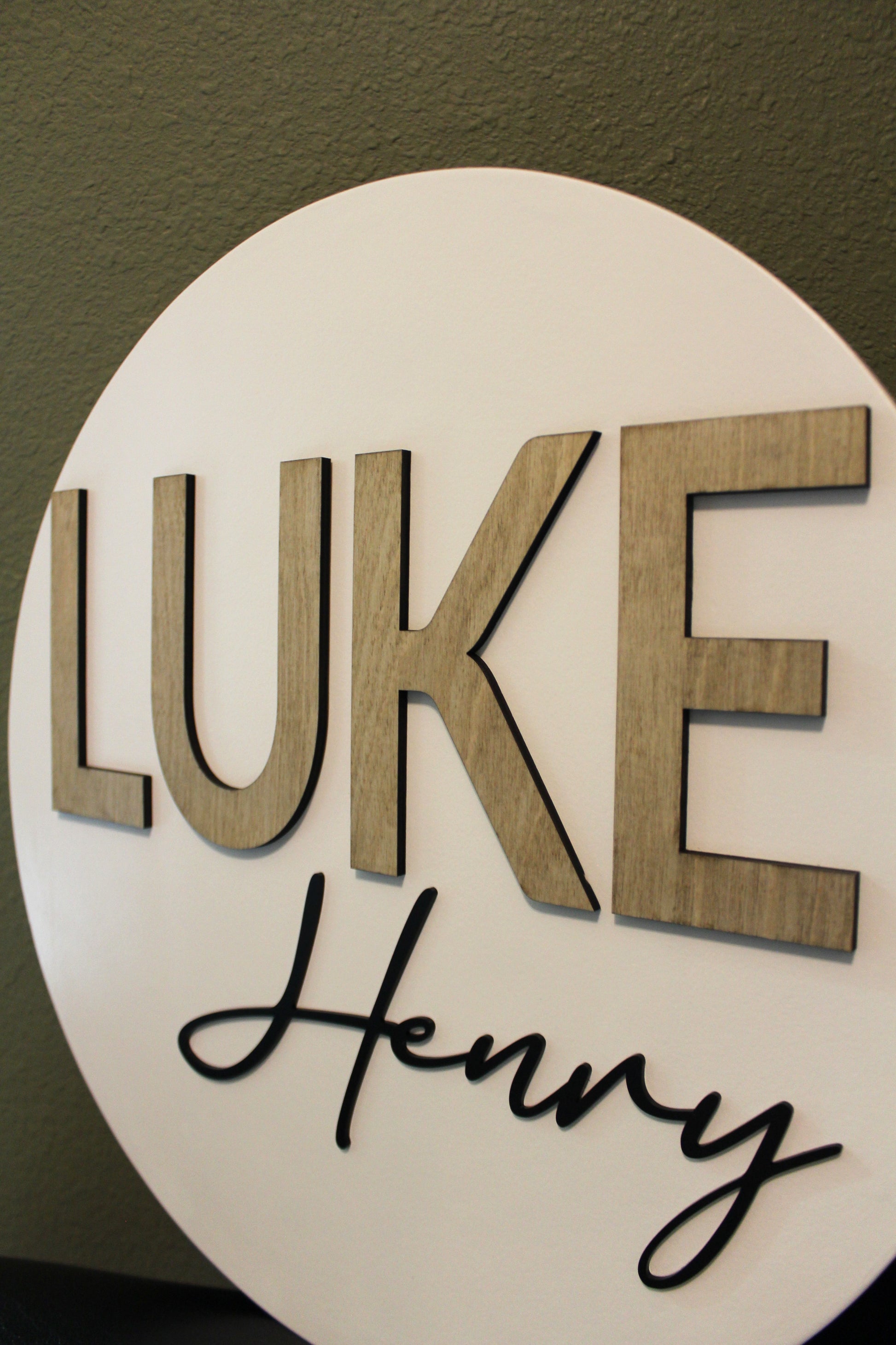 Round Wooden Name Sign