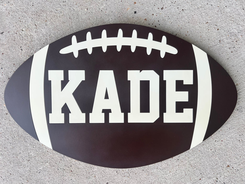 Wooden Football Name Sign