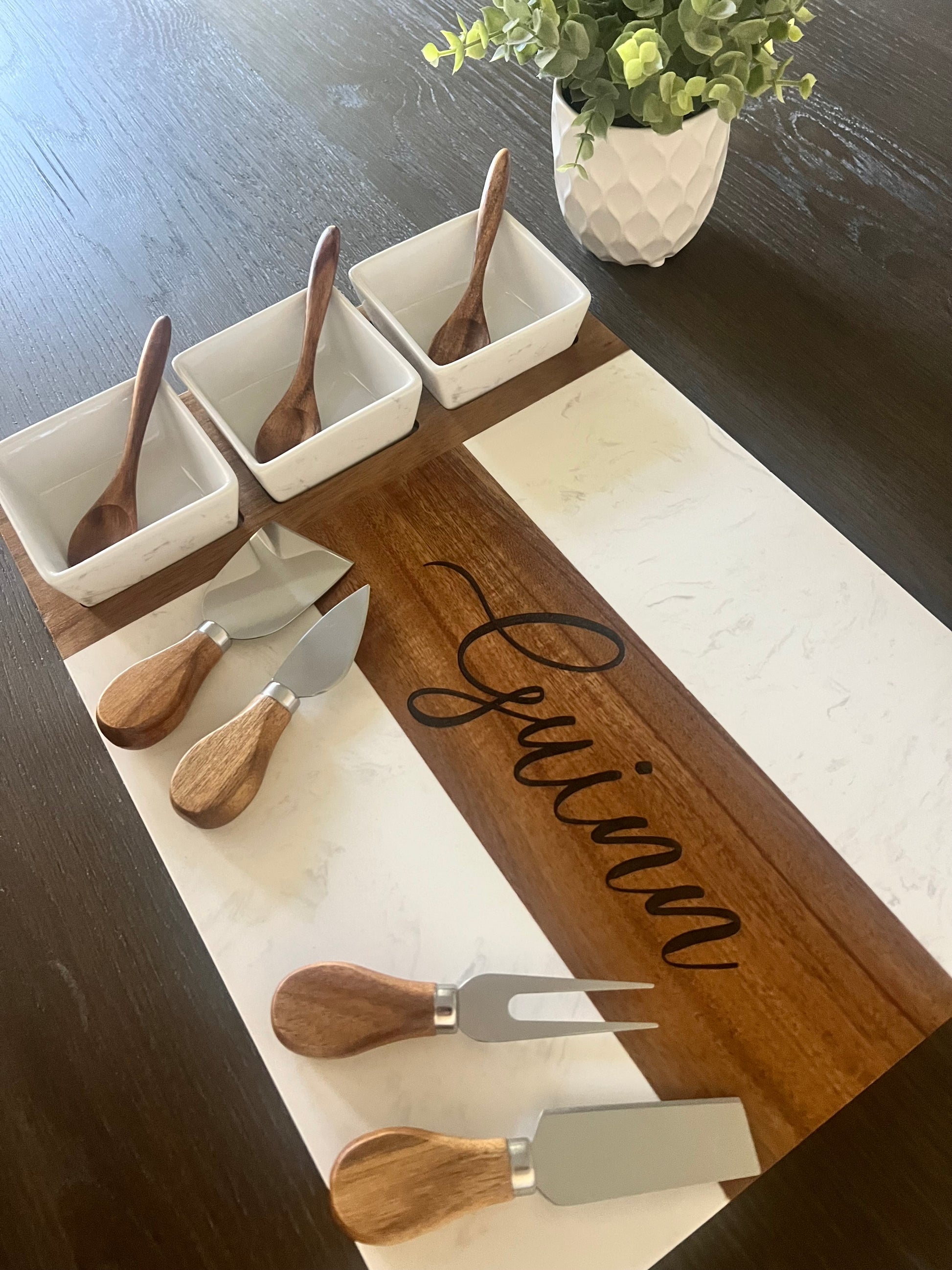 Engraved Charcuterie Board Gift Set