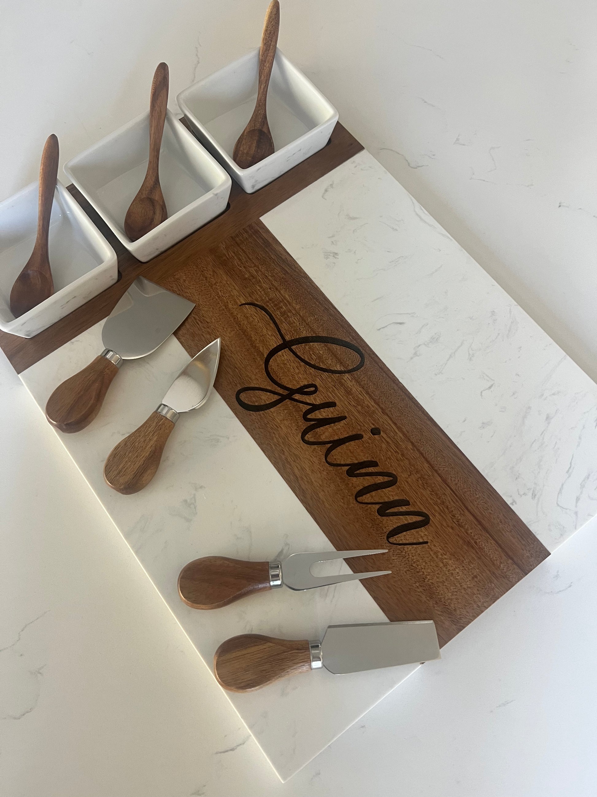 Engraved Charcuterie Board Gift Set