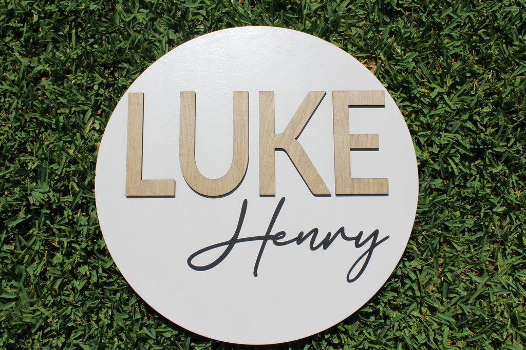 Round Wooden Name Sign