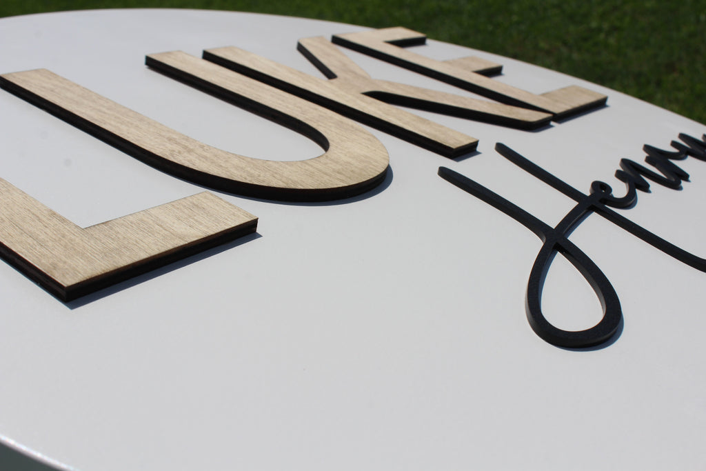Round Wooden Name Sign